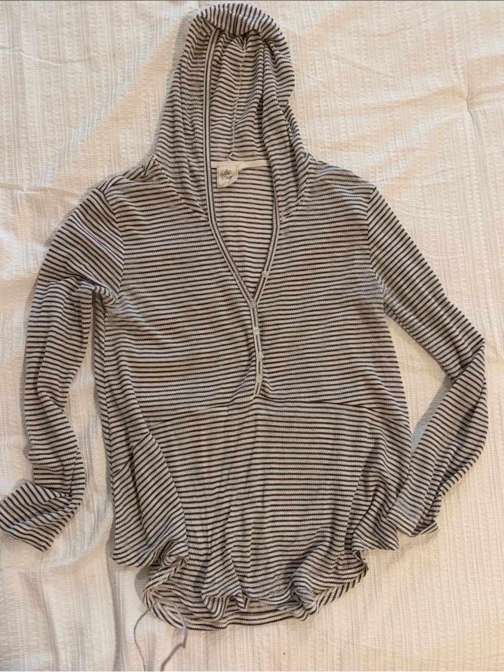 White Crow Cream & Black Striped Hooded Pullover